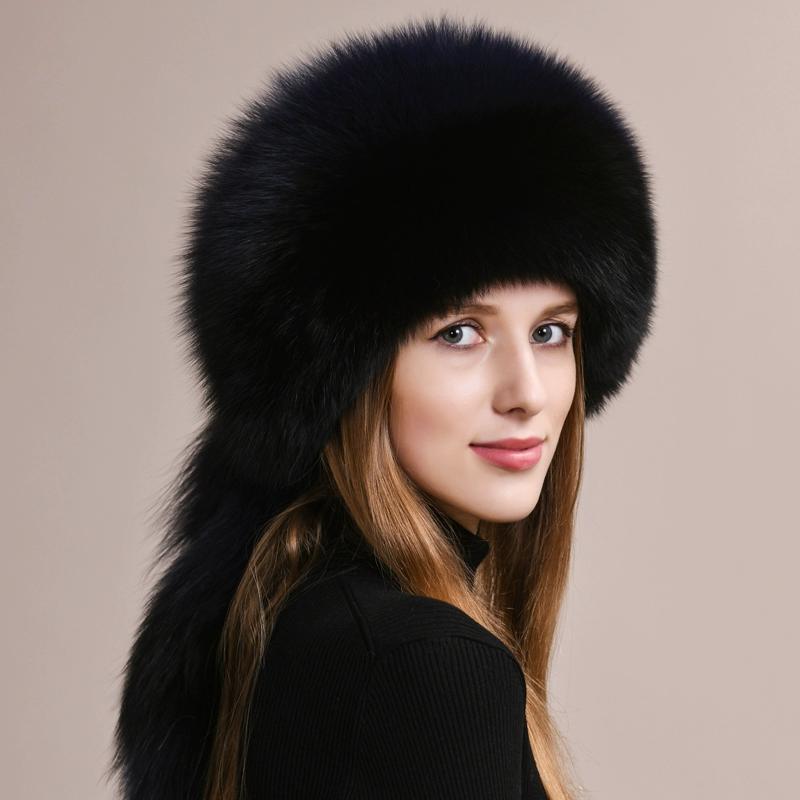 Fox fur hat women's winter leather Mongolian hat ethnic wind ear protection warm Northeast mink straw hat children winter