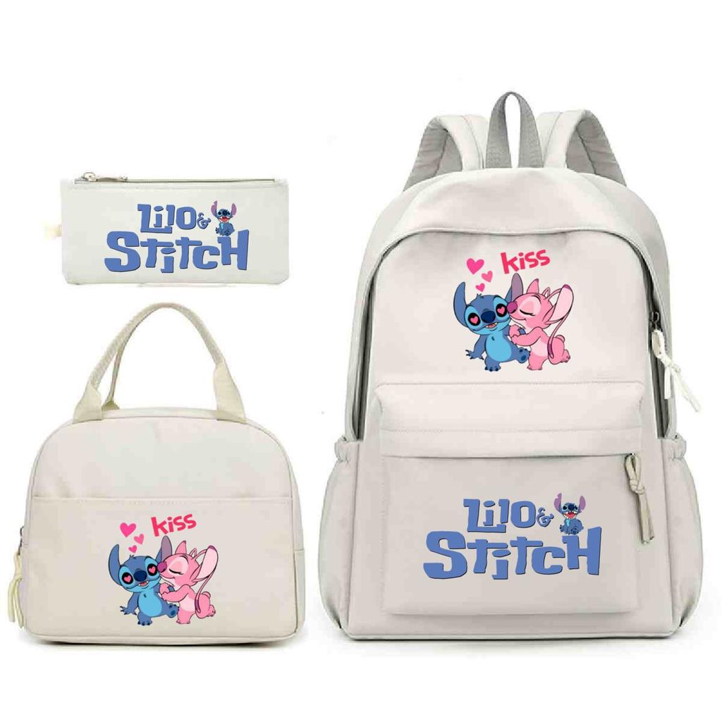 Large Capacity Schoolbag with Shoulder Strap; Student Three-piece Pencil Case Set