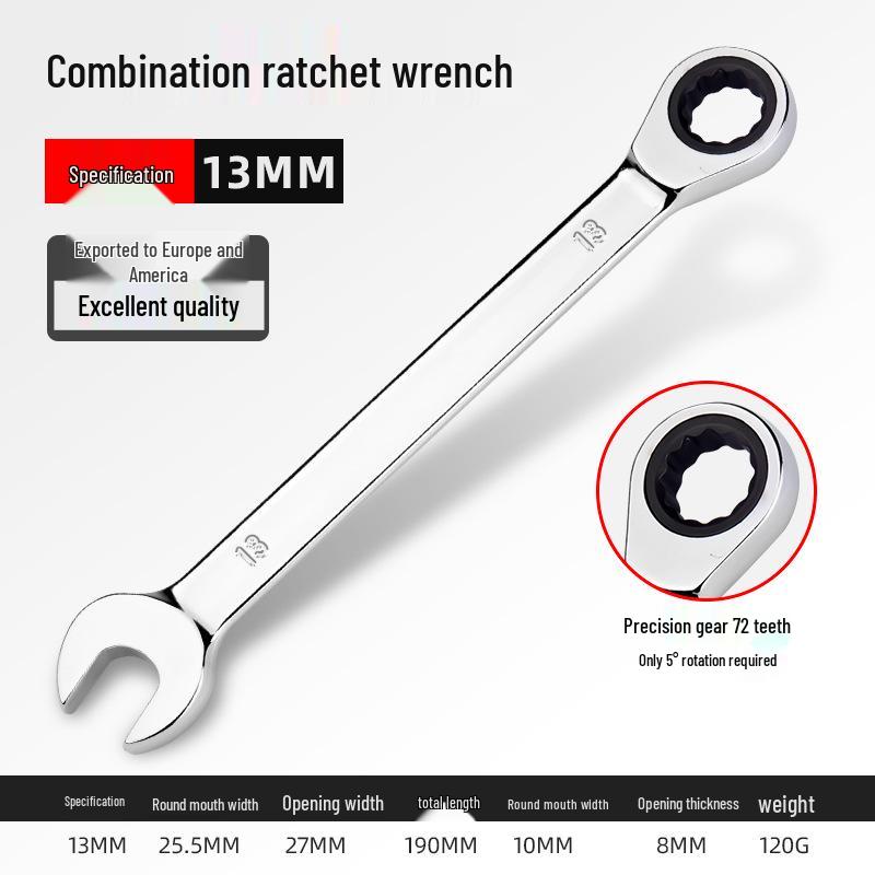 Промышленный трещоточный ключ 13-зубчатый открытый и 19 мм удлиненная быстрая трещотка
