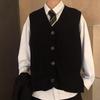 Lazy Style Retro Japanese Style Knitted Cardigan Spring Autumn New Mens Vest Solid Color V Neck Sleeveless Sweater Coat