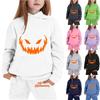 Kids' Hoodie and Sweatpants Set with Halloween Print for Costume Party or Everyday Wear