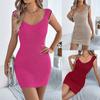 Women Textured Knit Sleeveless Bodycon Mini Dress