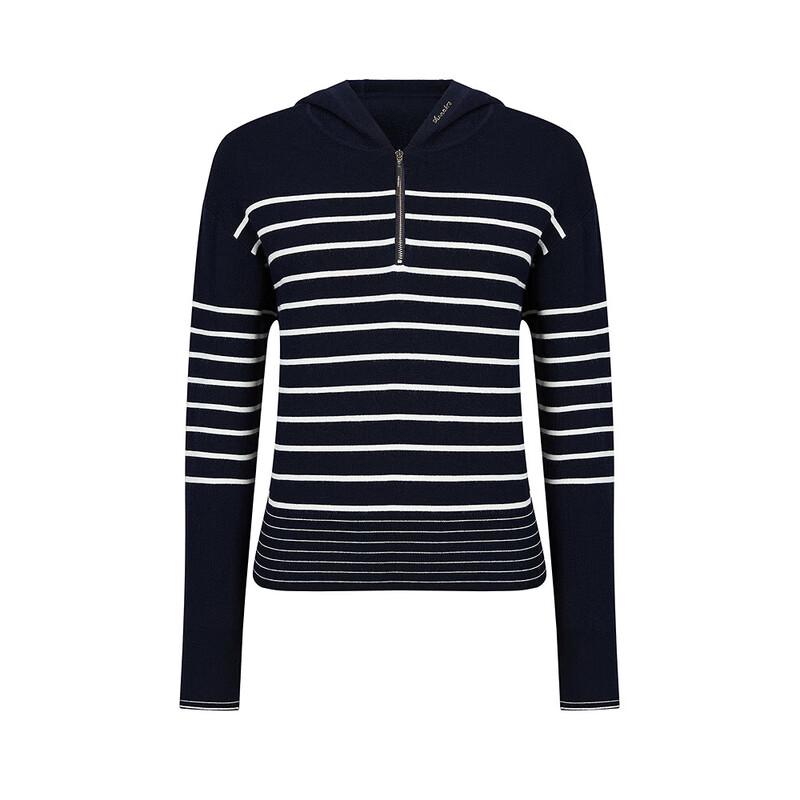 JZ Annaou Women's Striped Hooded Knit Pullover