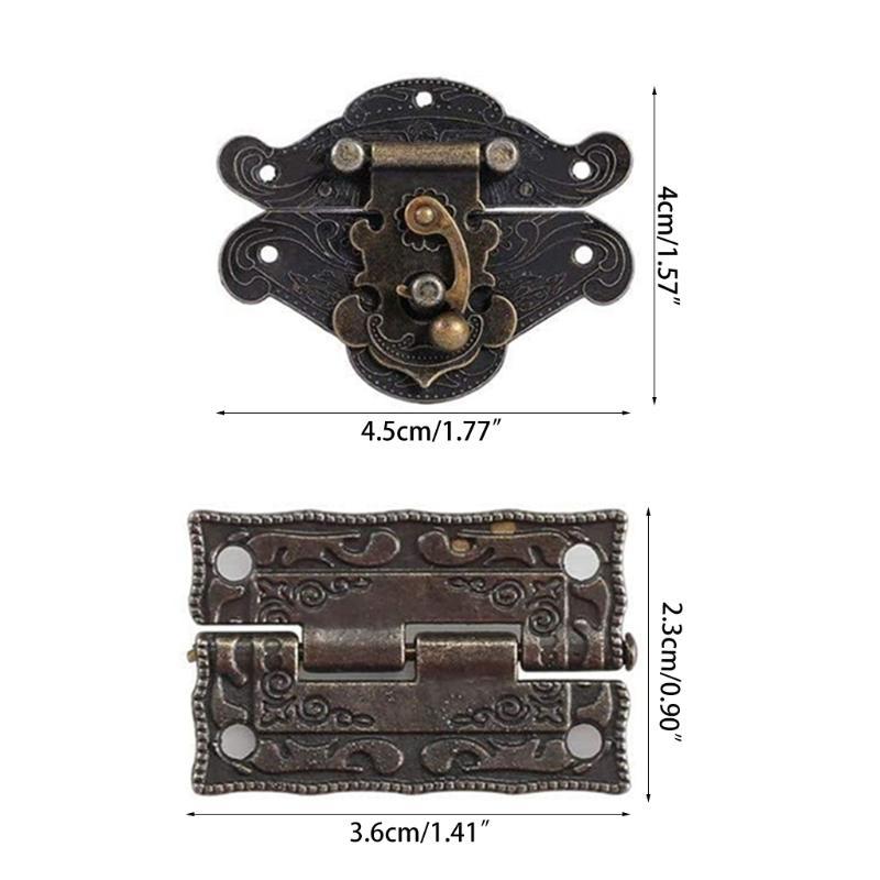 2PCS Antique Bronze Hasps for w/ for Latch Hinges Screws for Decorative Jew