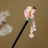 Decorative Chinese Style Flower Hair Sticks Handmade with Tassel Hair Chopsticks Retro Hair Fork Wooden Hairpin for Hanfu