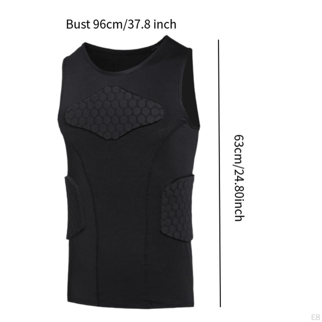 Mens Padded Vest Chest Rib Protector Sleeveless Shirt Comfortable Breathable Guard