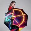 Modern Round Neon Archer Bow Multicolor Design Folding Umbrella