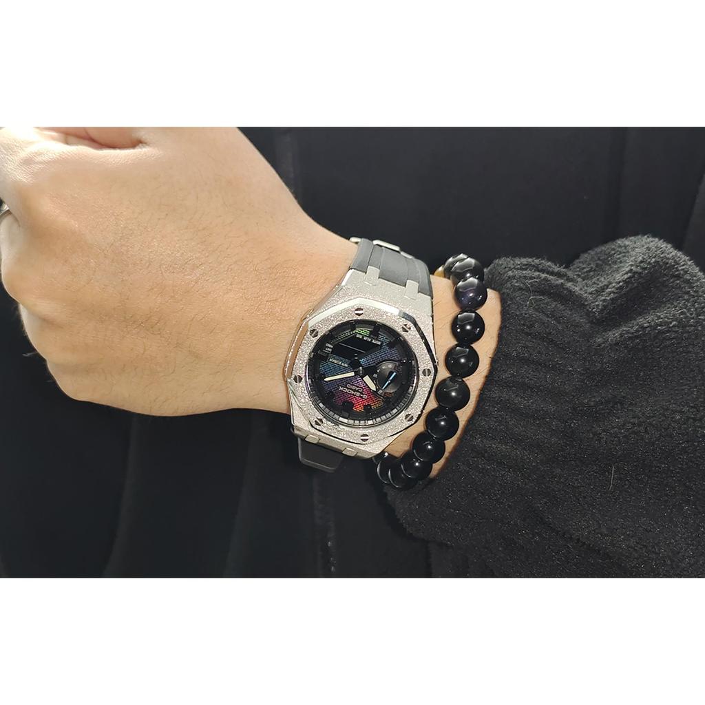 Casio Custom Collection Quartz Movement Fluoroelastomer Strap Watch Men's Watches GA-2100RW-1A(Watch3--)