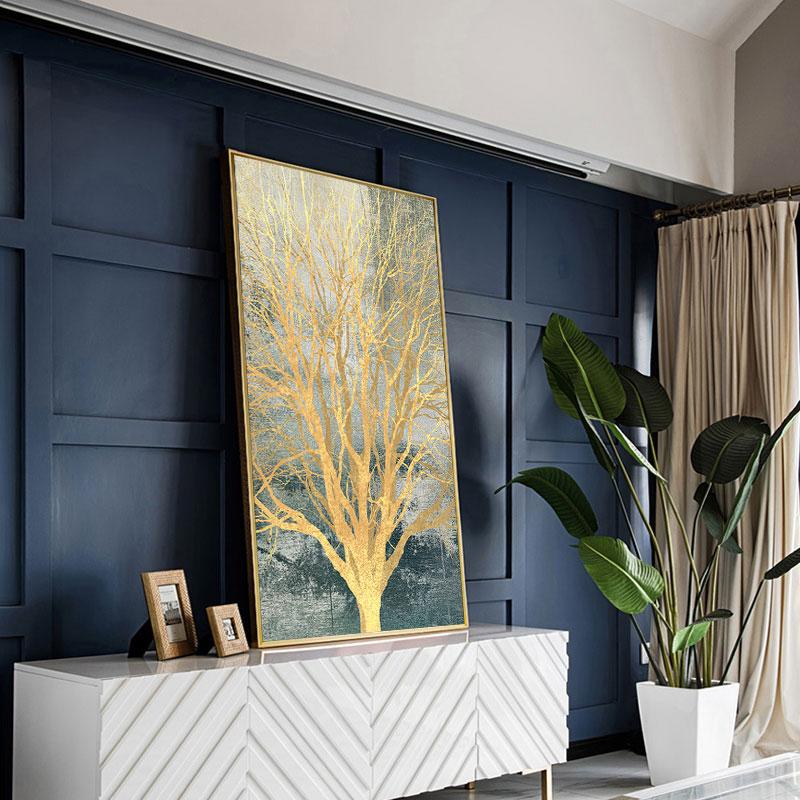 Abstract Decorative Paintings Gold Leaf Wall Art Canvas Interior Painting Modern Poster and Print for Living Room Home Decor