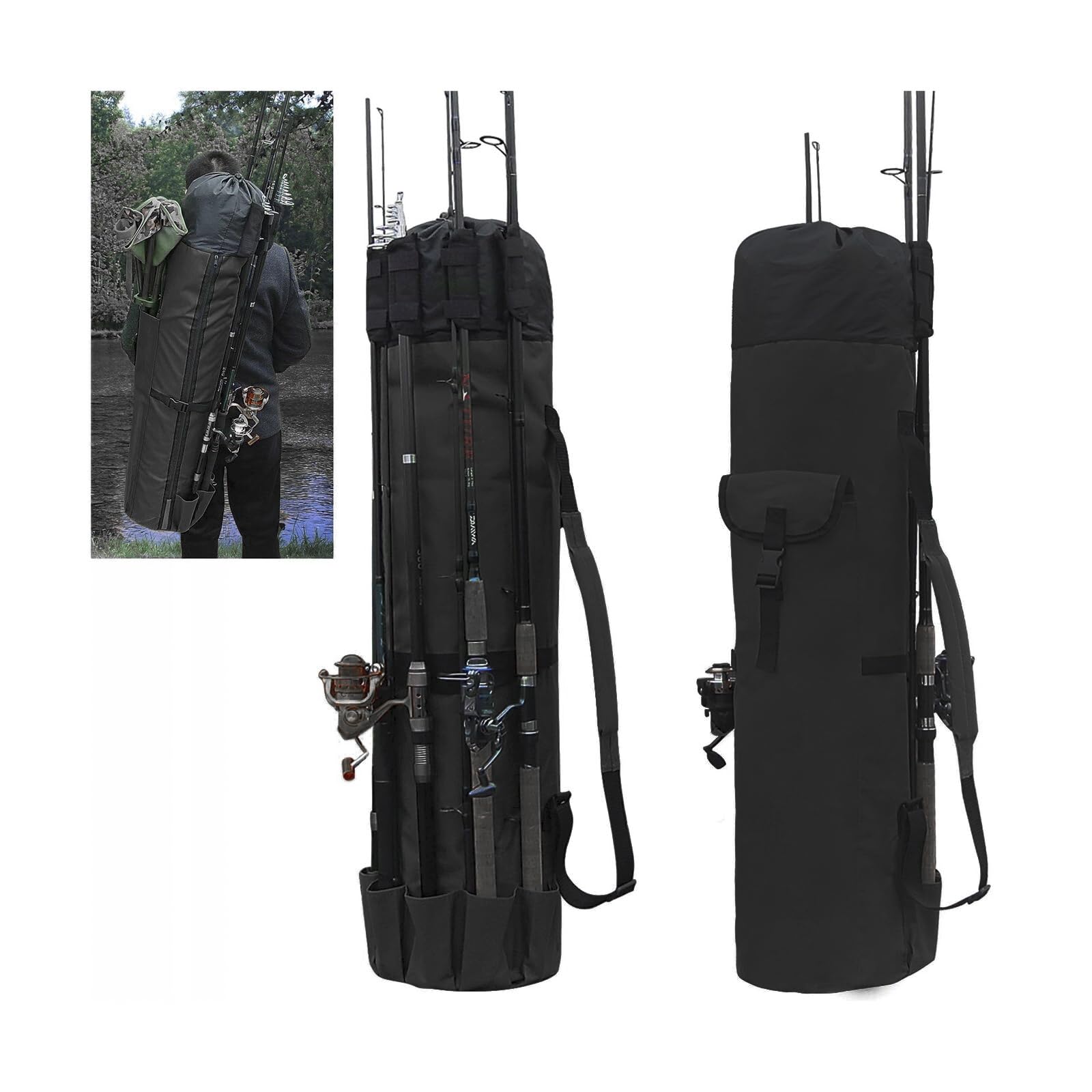 

Cylindrical Outdoor Fishing Bag, Multifunctional Fishing Rod Bag, Sea Rod Fishing Gear Storage Bag One Size