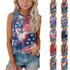 Sleeveless Loose Fit Tank Top for Women Floral Print Round Neck Casual Summer Blouse Denim Patchwork Detail Comfortable Fit