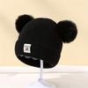 Children's striped hat and scarf integrated autumn and winter elf pointed hairball ear hat, windproof and warm for boys and girls