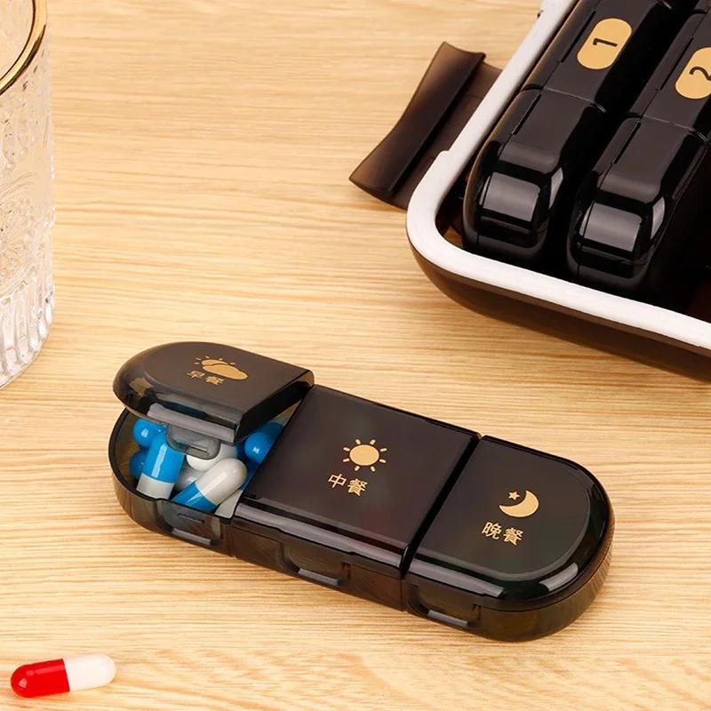Heti gyógyszeradagoló 4-szer naponta gyógyszeres doboz hordozható utazó gyógyszertartó halolajok vitamin gyógyszeres doboz tartó pastillero