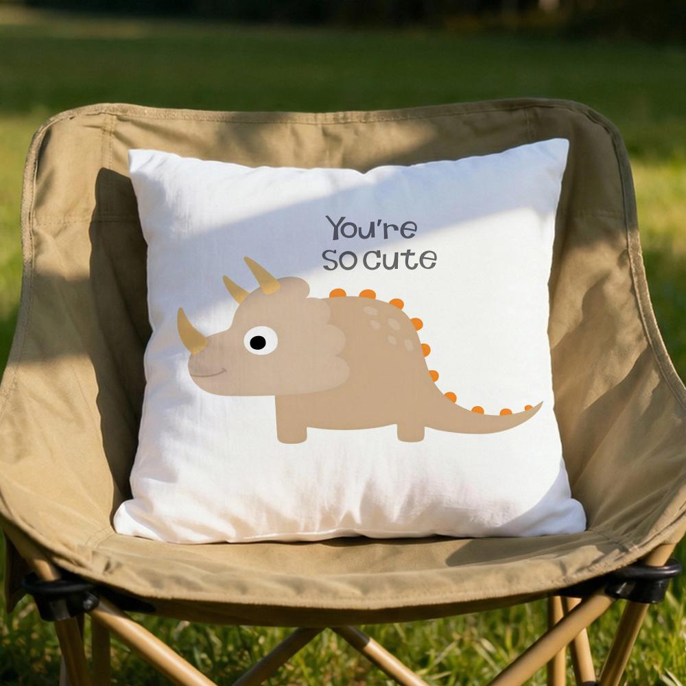 Cute Jurassic Dinosaur Cushion Cover Soft Reversible  Durable Pillow Cover  MultiScene Use for Home  Car Daily Comfort