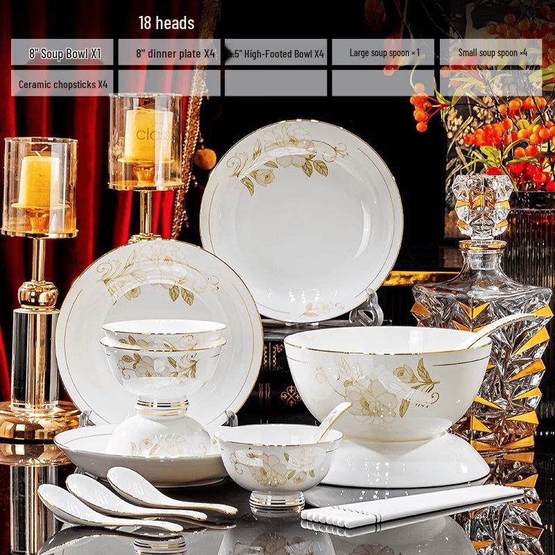 Lantuan 18-Piece Bone China Phoenix Dinnerware Set