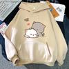 Peach Cat Hoodies Kawaii Clothing Aesthetic Cute Pink Tops Oversized Cartoon Print Sweatshirts Women Warm Streetwear Men