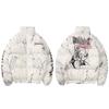 FlowStreet Parka Giacca Hip Hop Stampa Orso Ferito Uomo Invernale Giacca a Vento Streetwear Giacca Imbottita Cappotto Caldo Capo Esterno Hipster Nuovo