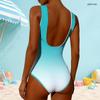 Women Plus Size High Round Neck Sleeveless One Piece Clover Printed Swimsuit