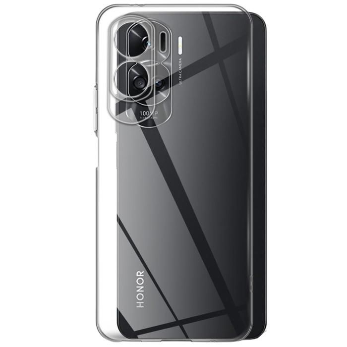 Case and Neck Strap for Honor 90 LITE - Transparent Soft TPU Adjustable Black Cord Phonillico®