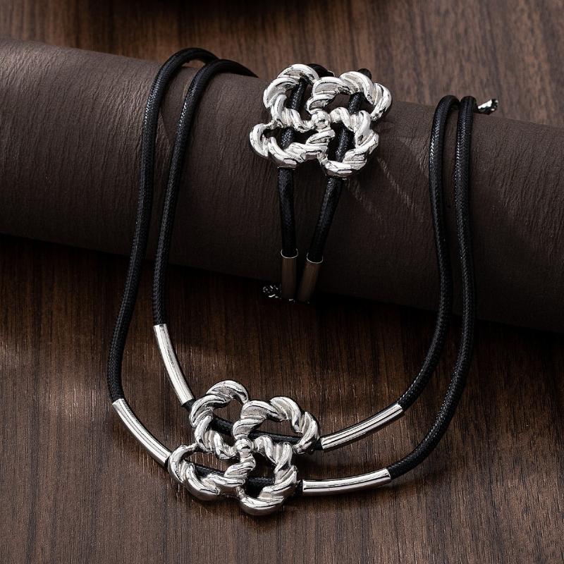 Fashion Alloy Necklace Earrings Set Geometric Oval Spiral Snail Clavicle Chain For Women Exaggerated Jewelry