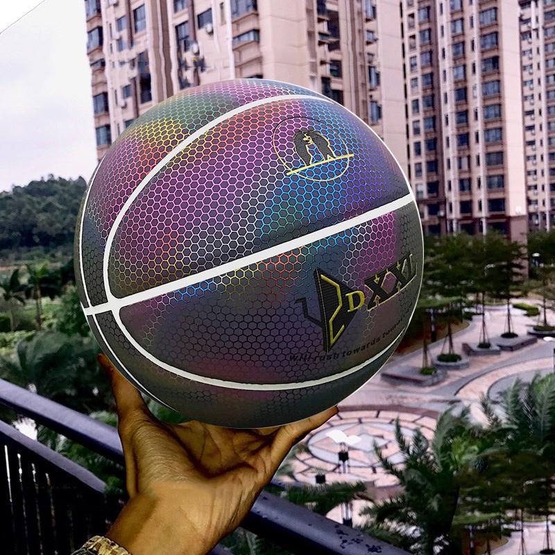PU Basketball Reflektierender Ball Leuchtender Basketball Herren Damen Trainingsball Outdoor Indoor Ball Leuchtender Lumineszierender Basketball Geschenk