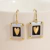 New Vintage Square Hand Carved Heart-shaped Pendant Earrings for Women  Exquisite Date Banquet Jewelry Accessories Crafts