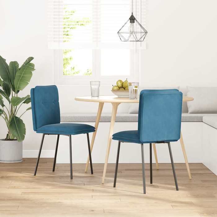 VidaXL Dining Chairs Set of 2 Blue Velvet, Chair, Living Room Chair, Accent Chair, Kitchen Chair, Dining Seat 4101319