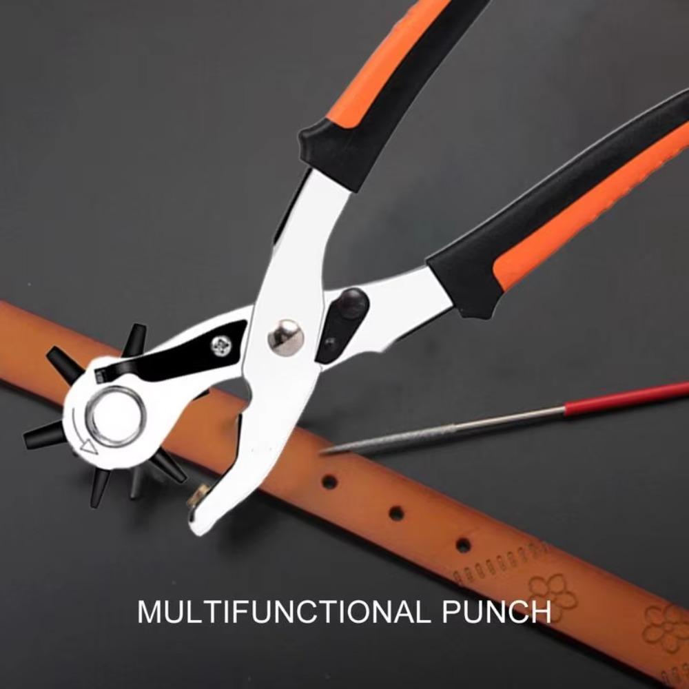 Leather Punching Pliers High Carbon Steel Anti Slip Handle Watch Band Belt Punch Multi-Function Round Hole DIY Tool Accessories