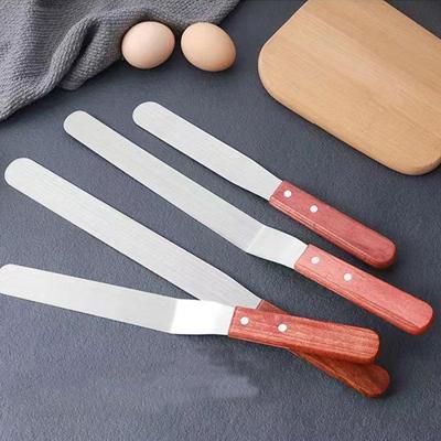 6, 8, 10 Inch Straight & Curved Stainless Steel Spatula Set for Cake Decorating & Mixing
