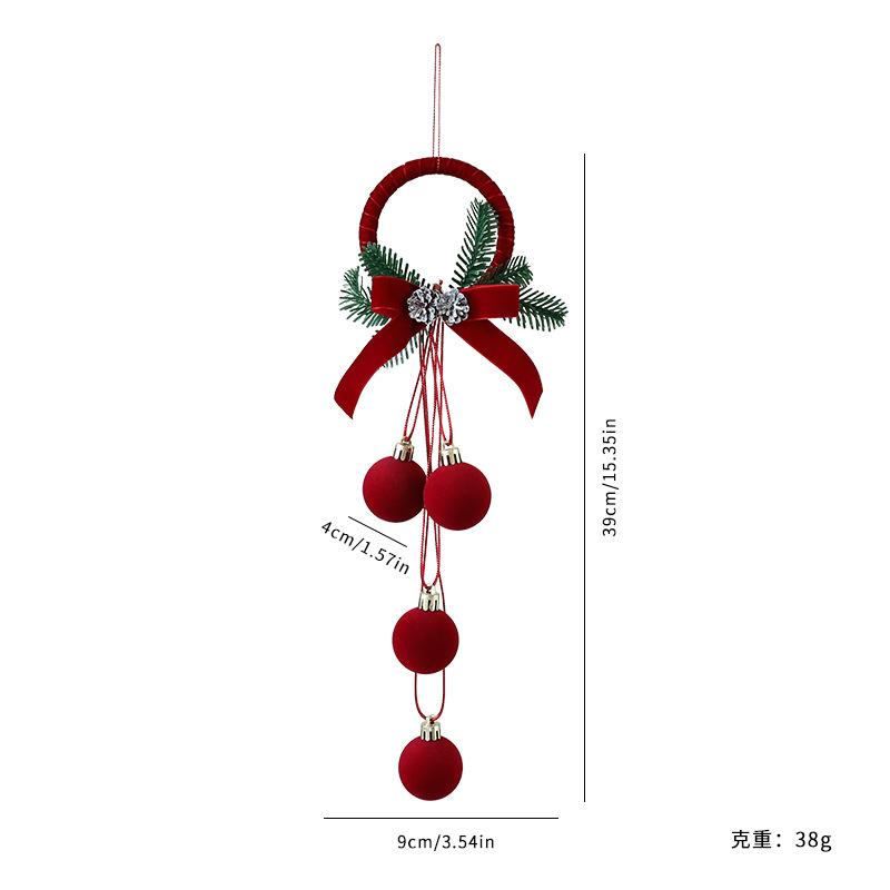 Velvet Flocked Christmas Bells Ornaments Set, Red Decorative Hanging Ornaments for Tree, Wreath, Garland