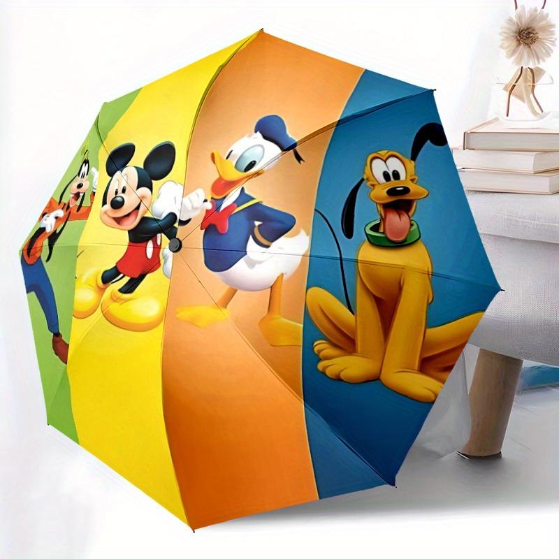 1pc Mickey, Pluto Automatic Folding Umbrella - Portable Foldable Design with 8 Ribs, Durable Plastic & Iron Frame, Outdoor Umbrella yy250731057
