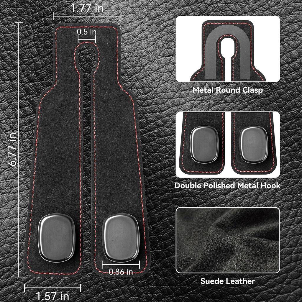 SLLAK Car Seat Back Storage Hook, 2-in-1 Car Seat Hooks for Headrest, 2 PCS Premium Leather Car Purse Hook, Suitable for Most Car Seats, Bags,