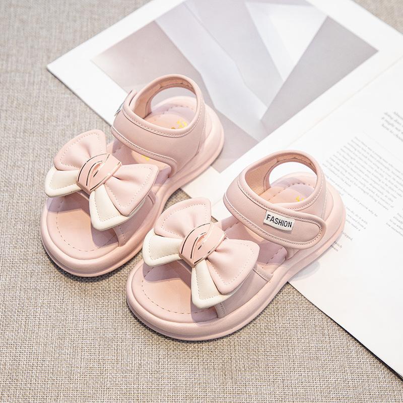 2025 Summer New Fashion Girl Comfortable Princess Write Girl Casual Bow Sandals Letter Beach Shoes