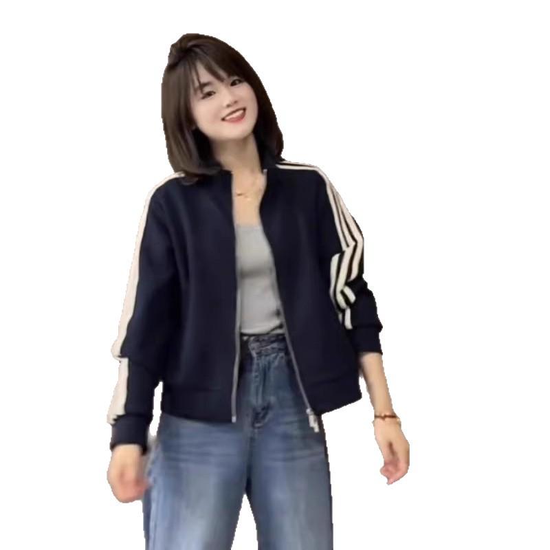 Women's Petite Three-Stripe Baseball Jacket - Spring/Autumn 2025 Korean Style