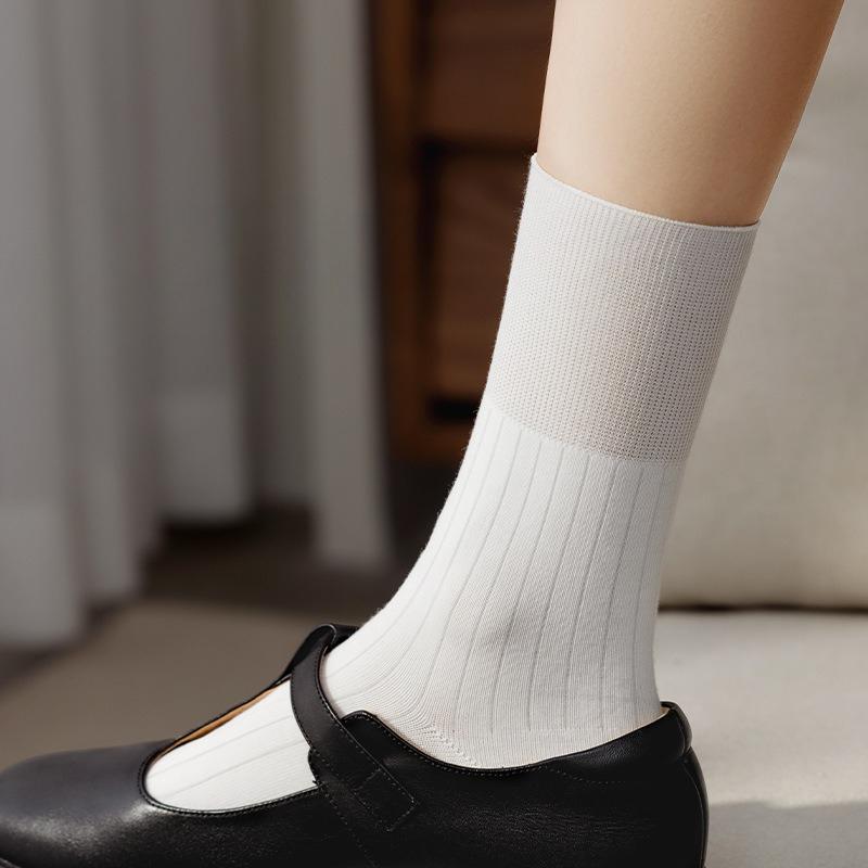 

Женские носки до середины икры, махровые носки из чистого хлопка для осени и зимы, белые носки из 100% хлопка 1 pair