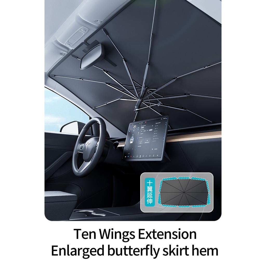 Car Windshield Umbrella - [Latest Vinyl Coating] Car From Heat Damage, Keep Cool And Interior, Spring Structure Edge