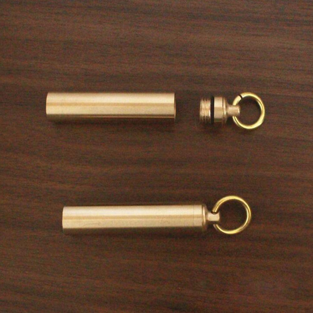 Storage Mini Drug Holder Waterproof Capsule Brass Case Pill Outdoor Medicine Bottle