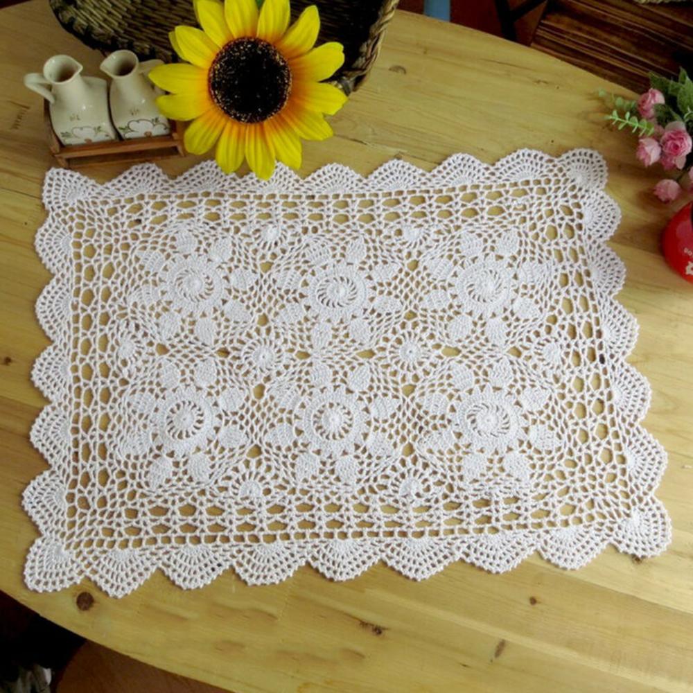 Hot New Practical Tablecloth Table Cover Handmade Hotel Lace Table Cloth 40x60cm Vintage Cafe Cotton Countryside
