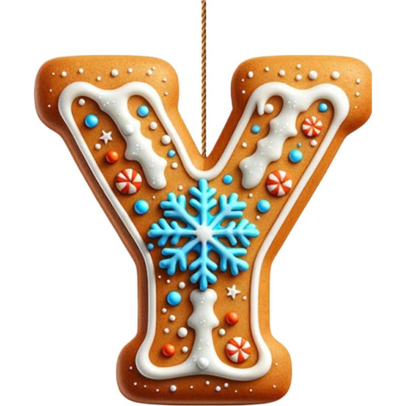 26 Letter Acrylic 2D Flat Christmas Letter Pendant Christmas Tree Hanging Pendent Ornament Keychain Holiday Party Decor Supplie
