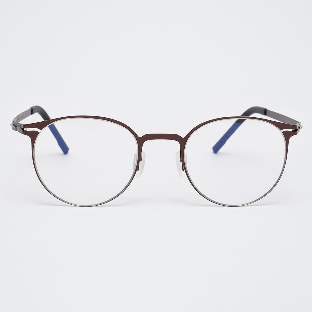 Alloaiweeo [The Air_Flat] Al8304 1616M Ultra-Lightweight Semi-Over Round Brown Eyeglass Frames