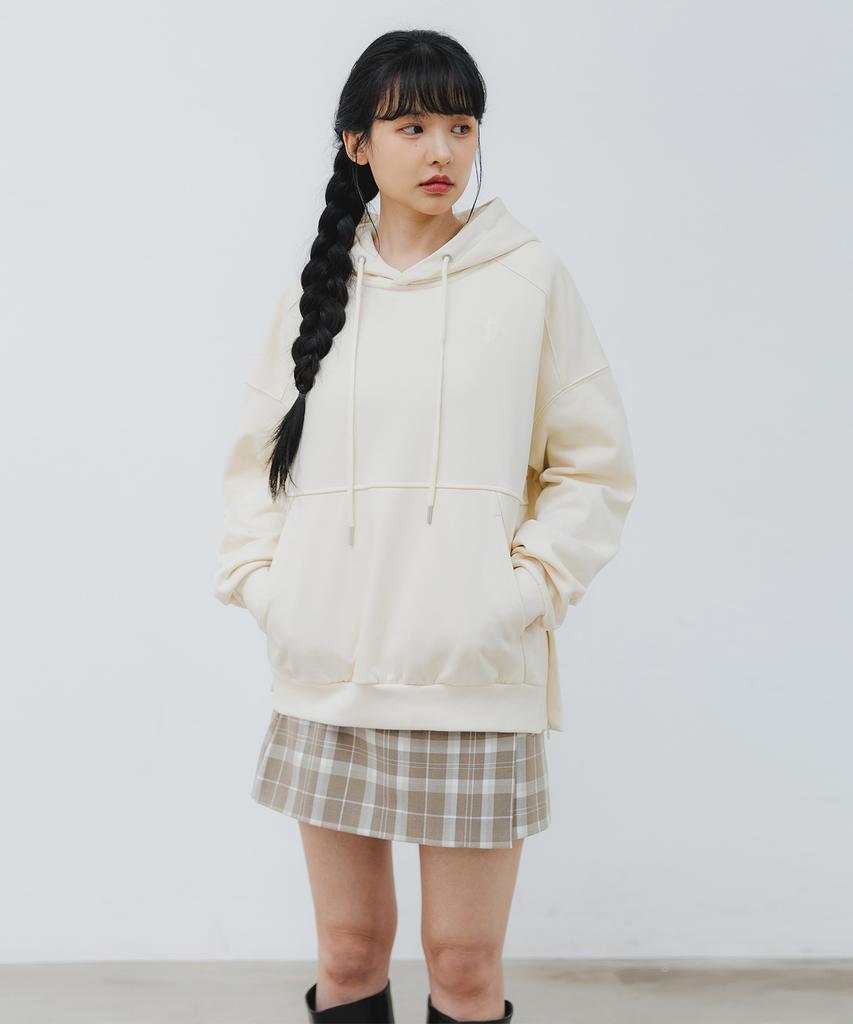 Side Slit Logo Raglan Hoodie Bk8906_Cream