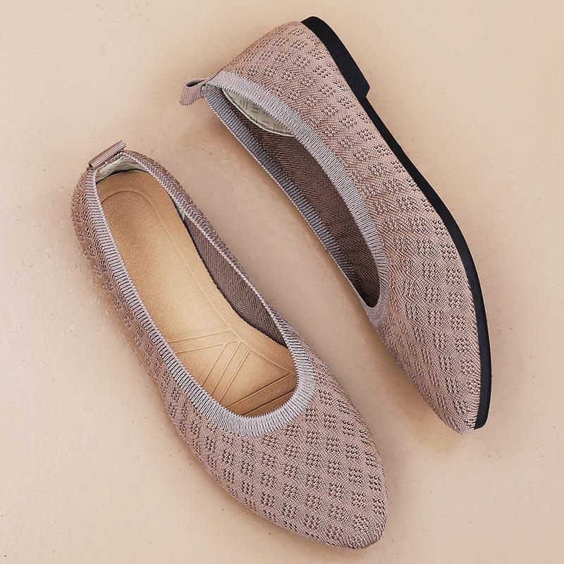 Schuhe Damenschuhe Vielseitige flache Freizeitschuhe Atmungsaktive Fliegenstrickschuhe Einschlupfschuhe Bequeme Sohlen Nicht müde Mutterschuhe