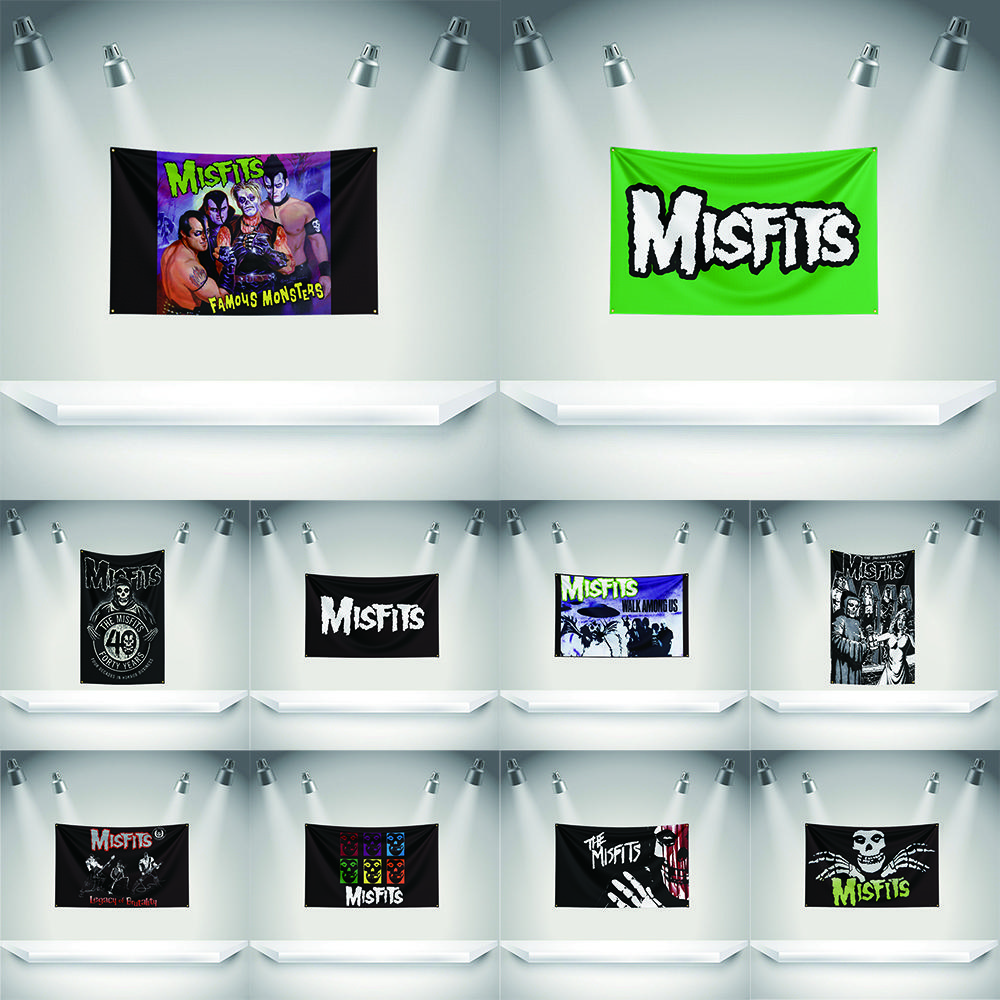 M-Misfitss Flag Rock Music Band Banner HD Printing Tapestry Exhibition, Music Band Fans, Garage Decor