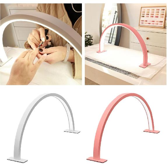 Half Moon Light for Nail Desk, 15.35inch Nail Desk Lamp, Nail Desk for Nail Tech, Makeup Desks Lamps, USB Rechargeable Desks LED Lights for Beauty