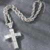 Hip Hop 316L Stainless Steel & Full CZ Cross Pendant Necklace Man Double Layer Hollow Cross Jewelry Gifts Trend Necklaces