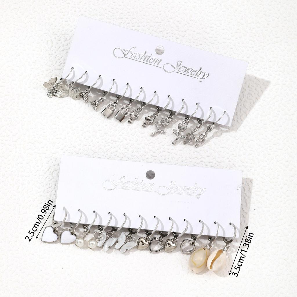 Hot-selling love pearl lock snake butterfly mushroom lock ear buckle creative personalized earrings earrings set pair