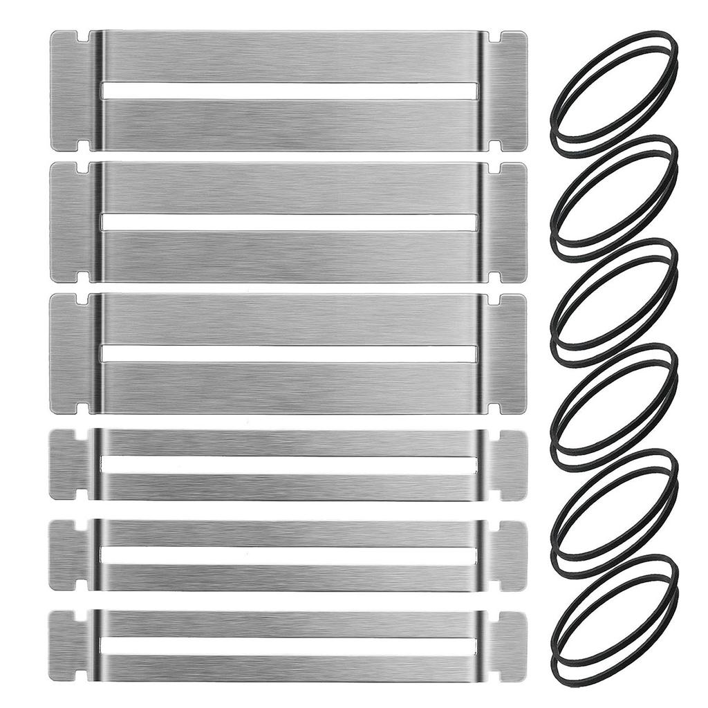 Guitar Fret Polishing Guard Kit–6 Stainless Steel Fingerboard Protectors (3Large&Small)+12 Rubber Bands for Luthier Tool