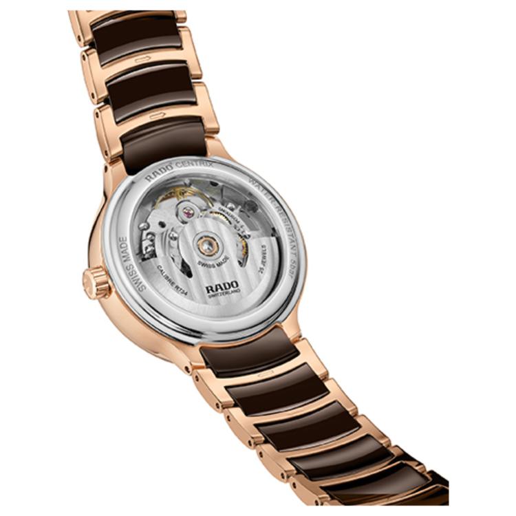 RADO Radar Kristal Serisi Otomatik Mekanik Mekanizma İskelet Elmas Mekanik Kadın Saati İsviçre Saati Kahverengi Kadran R30029942
