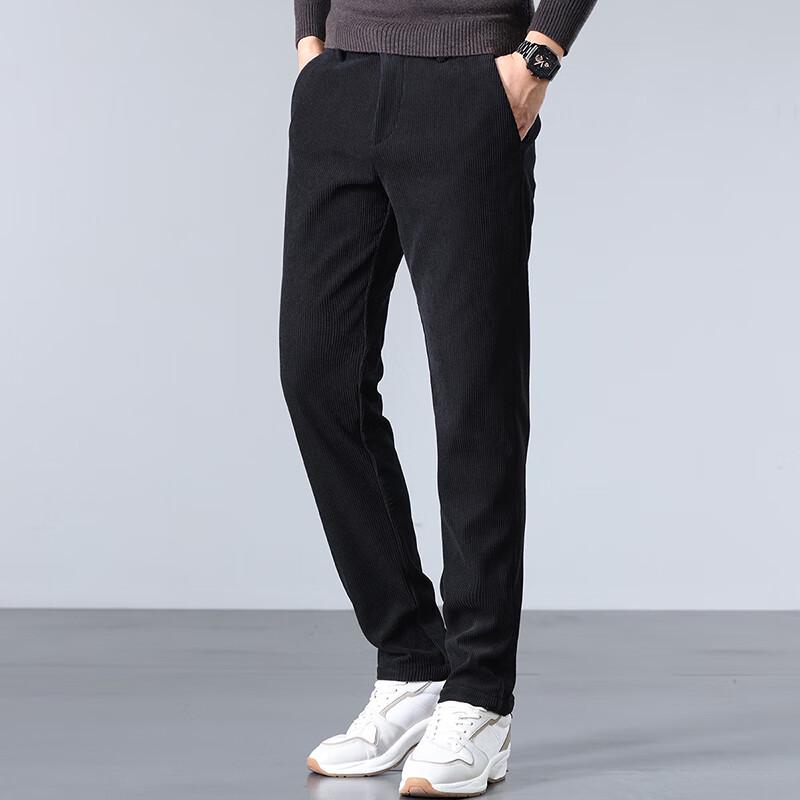 Shanshan Men's Fleece-Lined Corduroy Straight Casual Pants