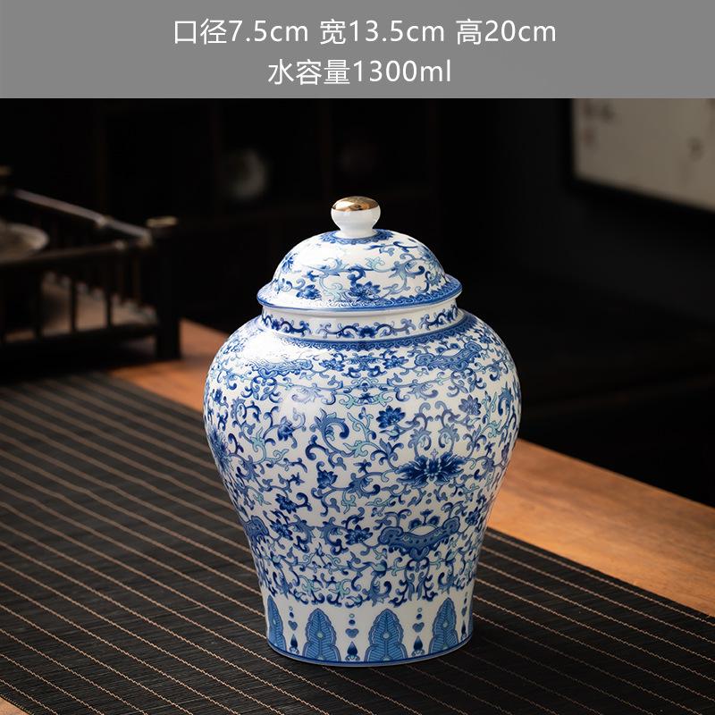 Blue and White Ceramic Sealed Jar Candy Coffee Storage General Jar Household Moisture-proof Tea Jars Tea Packaging Jars Tea Box
